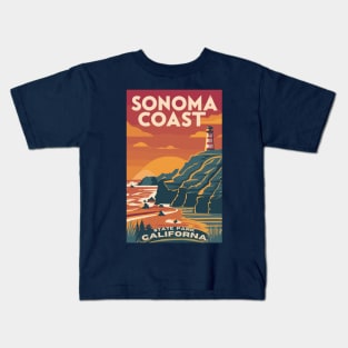 A Vintage Travel Art of the Sonoma Coast State Park - California - US Kids T-Shirt